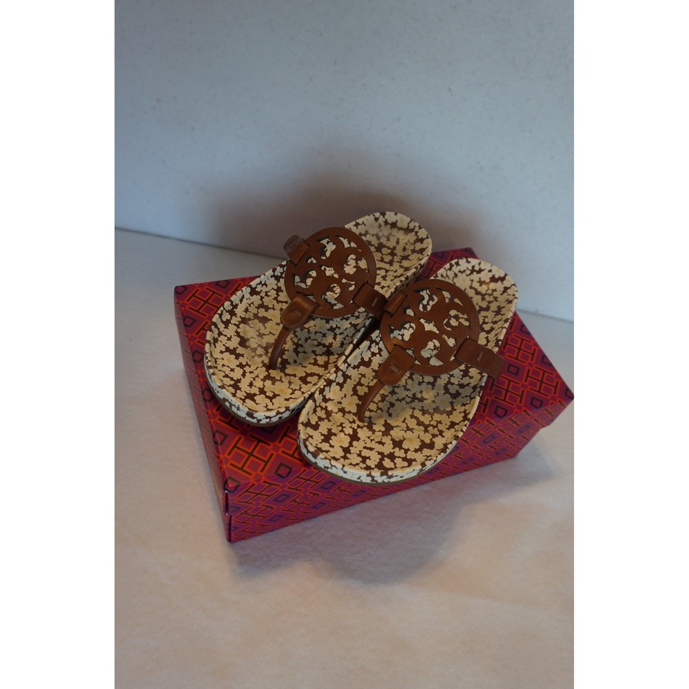 Tory Burch Miller Cloud Sandals Burnt Cuoio Reverie Ditsy Floral 81032 Size 6.5 - Picture 6 of 8